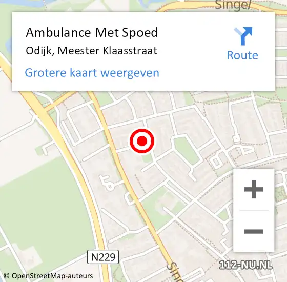 Locatie op kaart van de 112 melding: Ambulance Met Spoed Naar Odijk, Meester Klaasstraat op 31 december 2017 19:10