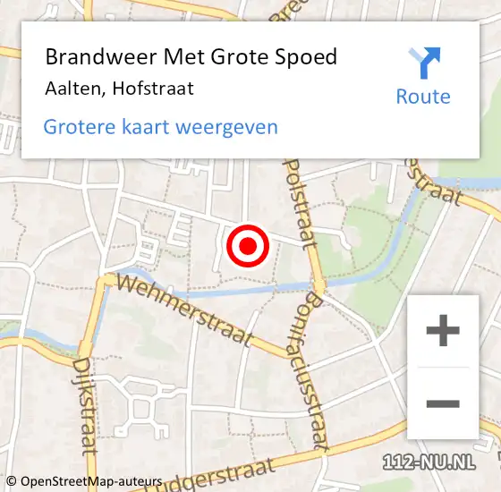 Locatie op kaart van de 112 melding: Brandweer Met Grote Spoed Naar Aalten, Hofstraat op 31 december 2017 19:16