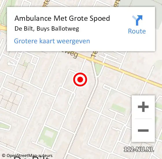 Locatie op kaart van de 112 melding: Ambulance Met Grote Spoed Naar De Bilt, Buys Ballotweg op 31 december 2017 19:29