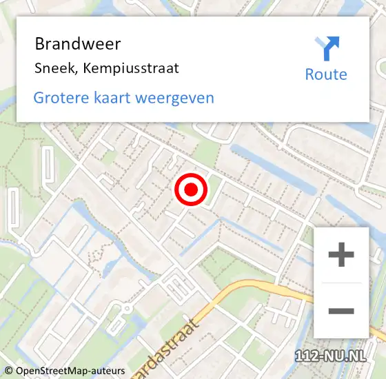 Locatie op kaart van de 112 melding: Brandweer Sneek, Kempiusstraat op 31 december 2017 19:33