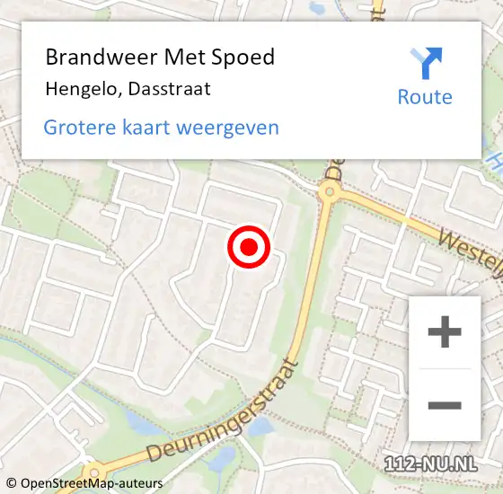 Locatie op kaart van de 112 melding: Brandweer Met Spoed Naar Hengelo, Dasstraat op 31 december 2017 19:42