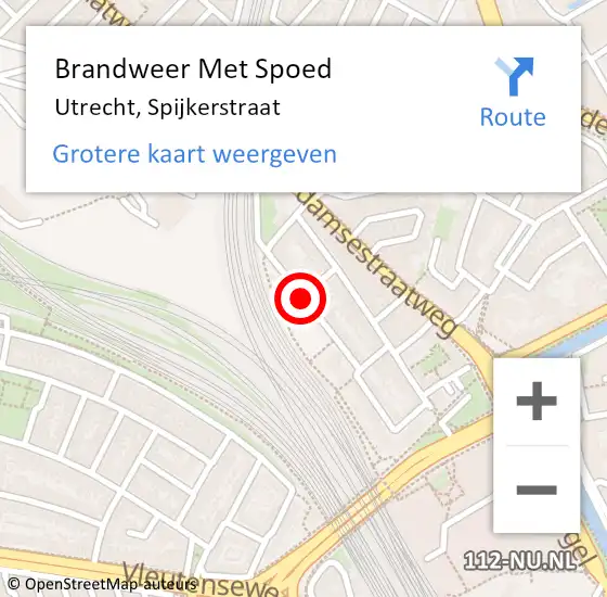 Locatie op kaart van de 112 melding: Brandweer Met Spoed Naar Utrecht, Spijkerstraat op 31 december 2017 19:43