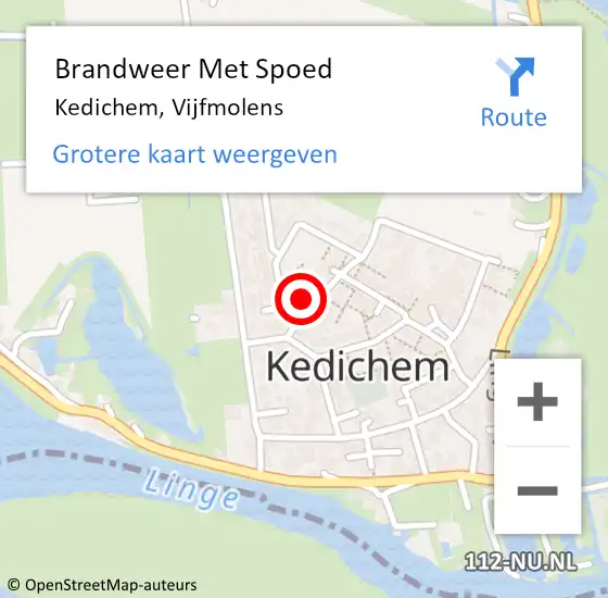 Locatie op kaart van de 112 melding: Brandweer Met Spoed Naar Kedichem, Vijfmolens op 31 december 2017 19:48