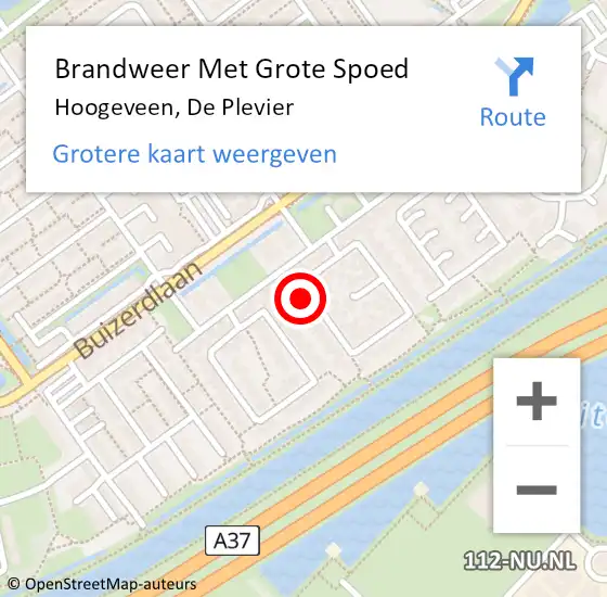 Locatie op kaart van de 112 melding: Brandweer Met Grote Spoed Naar Hoogeveen, De Plevier op 31 december 2017 19:50