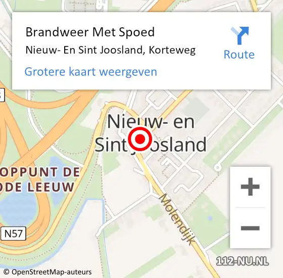 Locatie op kaart van de 112 melding: Brandweer Met Spoed Naar Nieuw- En Sint Joosland, Korteweg op 31 december 2017 20:01