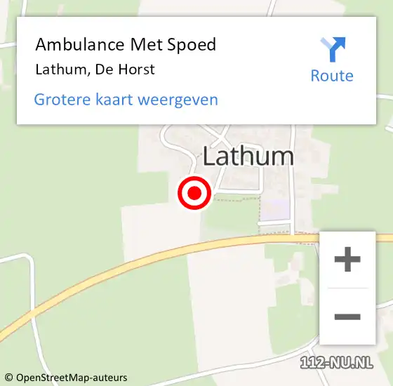 Locatie op kaart van de 112 melding: Ambulance Met Spoed Naar Lathum, De Horst op 31 december 2017 20:19