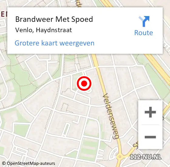 Locatie op kaart van de 112 melding: Brandweer Met Spoed Naar Venlo, Haydnstraat op 31 december 2017 20:27