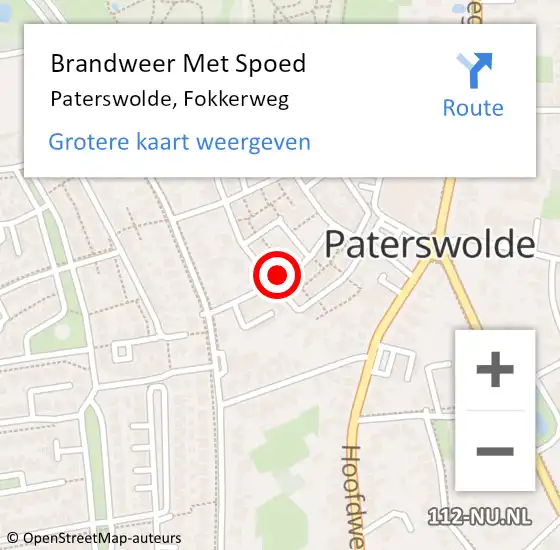 Locatie op kaart van de 112 melding: Brandweer Met Spoed Naar Paterswolde, Fokkerweg op 31 december 2017 20:42