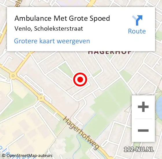 Locatie op kaart van de 112 melding: Ambulance Met Grote Spoed Naar Venlo, Scholeksterstraat op 11 februari 2014 16:19