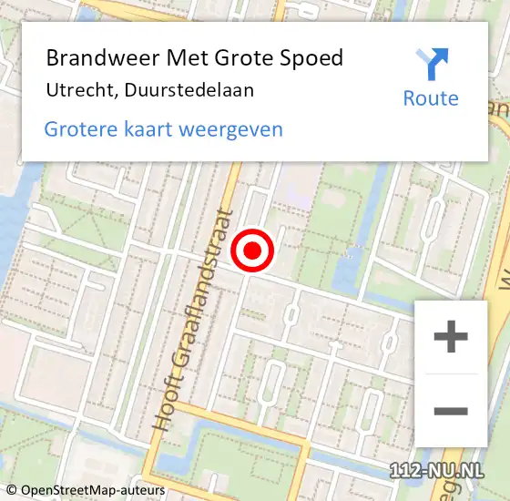 Locatie op kaart van de 112 melding: Brandweer Met Grote Spoed Naar Utrecht, Duurstedelaan op 31 december 2017 21:17