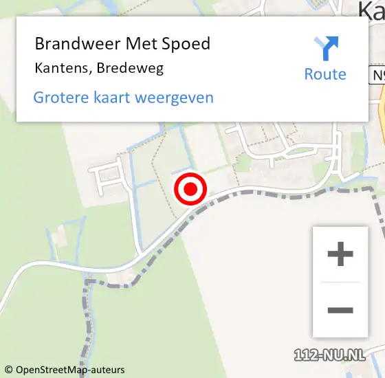 Locatie op kaart van de 112 melding: Brandweer Met Spoed Naar Kantens, Bredeweg op 31 december 2017 21:35