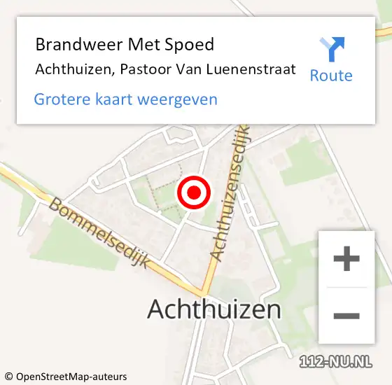 Locatie op kaart van de 112 melding: Brandweer Met Spoed Naar Achthuizen, Pastoor Van Luenenstraat op 31 december 2017 21:52