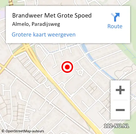 Locatie op kaart van de 112 melding: Brandweer Met Grote Spoed Naar Almelo, Paradijsweg op 31 december 2017 21:55