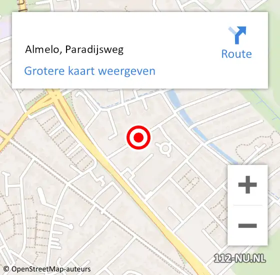 Locatie op kaart van de 112 melding:  Almelo, Paradijsweg op 31 december 2017 21:55
