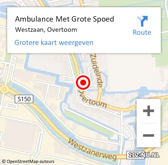 Locatie op kaart van de 112 melding: Ambulance Met Grote Spoed Naar Westzaan, Overtoom op 31 december 2017 22:05