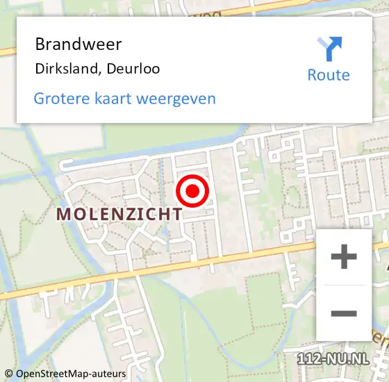 Locatie op kaart van de 112 melding: Brandweer Dirksland, Deurloo op 31 december 2017 22:16