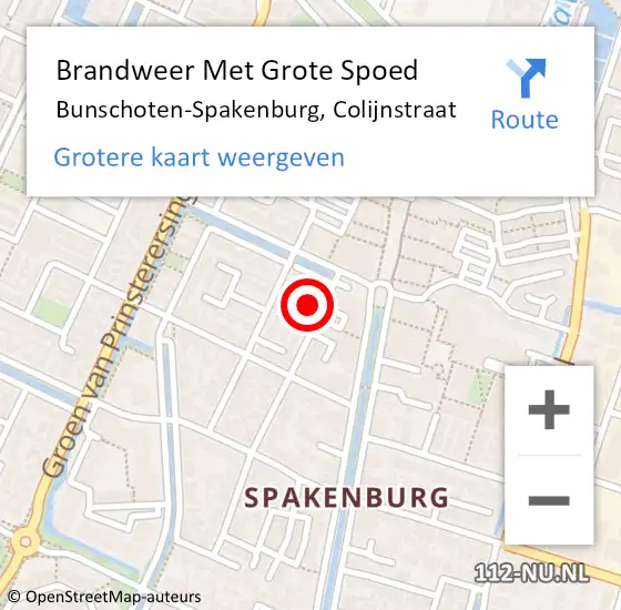 Locatie op kaart van de 112 melding: Brandweer Met Grote Spoed Naar Bunschoten-Spakenburg, Colijnstraat op 31 december 2017 22:17