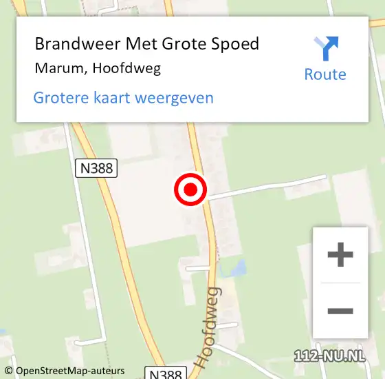 Locatie op kaart van de 112 melding: Brandweer Met Grote Spoed Naar Marum, Hoofdweg op 31 december 2017 22:24