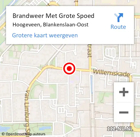 Locatie op kaart van de 112 melding: Brandweer Met Grote Spoed Naar Hoogeveen, Blankenslaan-Oost op 31 december 2017 22:24