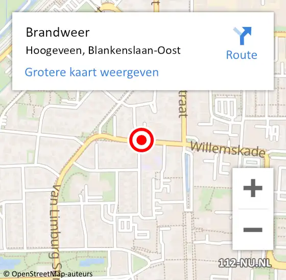 Locatie op kaart van de 112 melding: Brandweer Hoogeveen, Blankenslaan-Oost op 31 december 2017 22:30