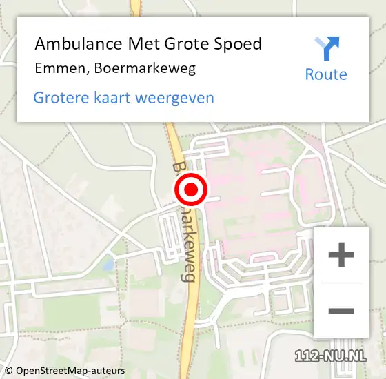 Locatie op kaart van de 112 melding: Ambulance Met Grote Spoed Naar Emmen, Boermarkeweg op 11 februari 2014 16:35