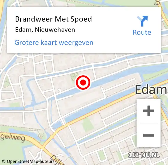 Locatie op kaart van de 112 melding: Brandweer Met Spoed Naar Edam, Nieuwehaven op 31 december 2017 22:39