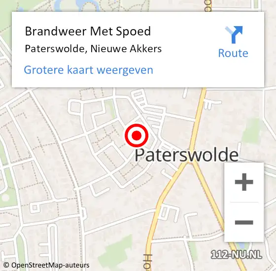 Locatie op kaart van de 112 melding: Brandweer Met Spoed Naar Paterswolde, Nieuwe Akkers op 31 december 2017 22:47