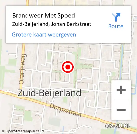 Locatie op kaart van de 112 melding: Brandweer Met Spoed Naar Zuid-Beijerland, Johan Berkstraat op 31 december 2017 22:52