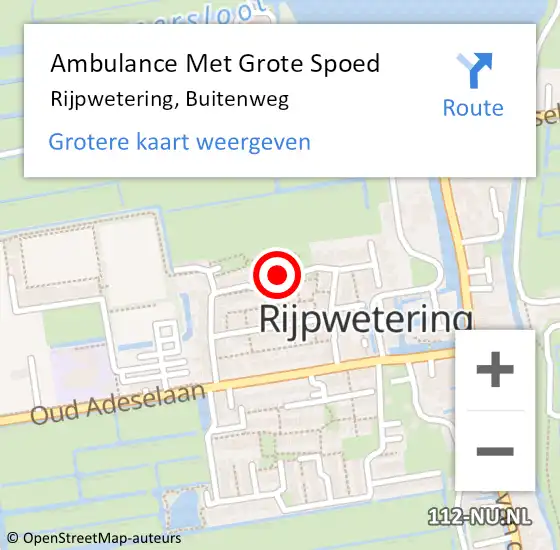 Locatie op kaart van de 112 melding: Ambulance Met Grote Spoed Naar Rijpwetering, Buitenweg op 31 december 2017 22:59