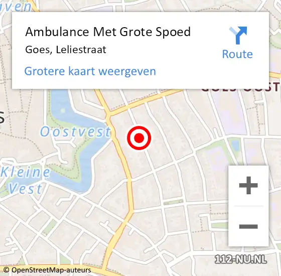 Locatie op kaart van de 112 melding: Ambulance Met Grote Spoed Naar Goes, Leliestraat op 31 december 2017 23:17