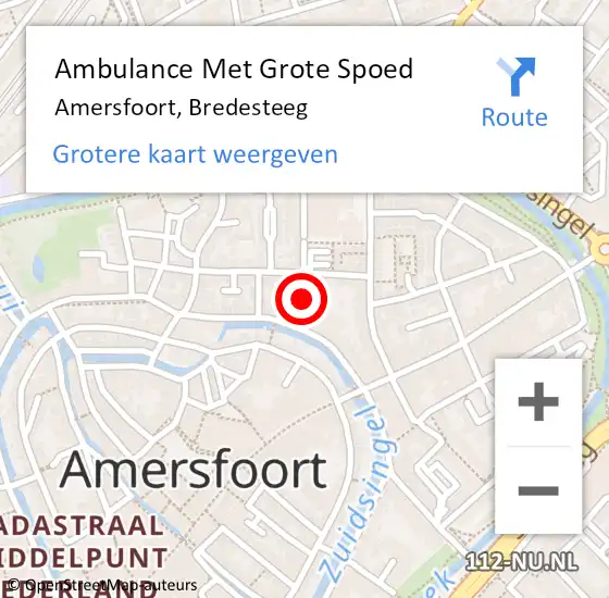 Locatie op kaart van de 112 melding: Ambulance Met Grote Spoed Naar Amersfoort, Bredesteeg op 31 december 2017 23:19