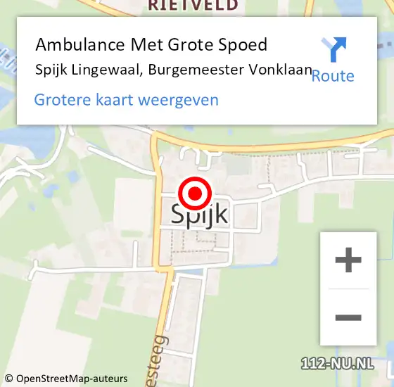 Locatie op kaart van de 112 melding: Ambulance Met Grote Spoed Naar Spijk Lingewaal, Burgemeester Vonklaan op 31 december 2017 23:47