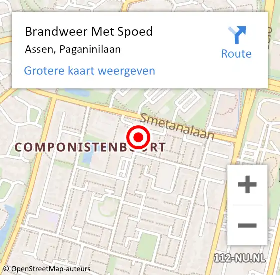 Locatie op kaart van de 112 melding: Brandweer Met Spoed Naar Assen, Paganinilaan op 31 december 2017 23:55