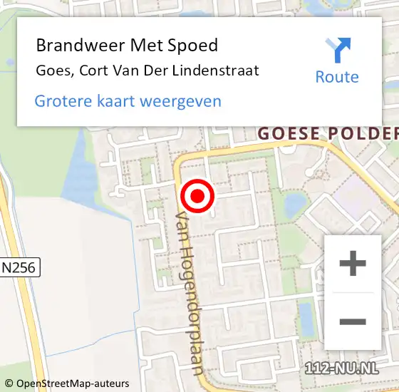 Locatie op kaart van de 112 melding: Brandweer Met Spoed Naar Goes, Cort Van Der Lindenstraat op 31 december 2017 23:59