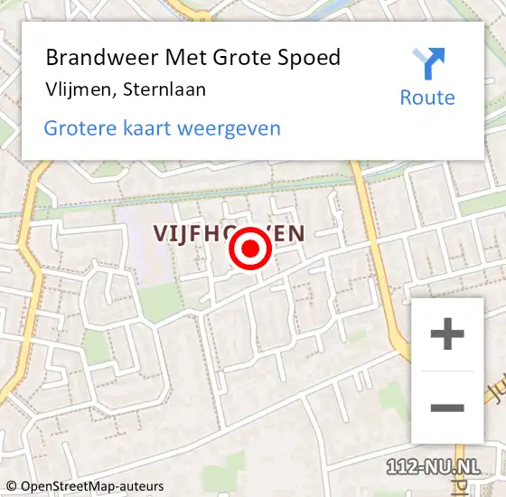 Locatie op kaart van de 112 melding: Brandweer Met Grote Spoed Naar Vlijmen, Sternlaan op 1 januari 2018 00:02