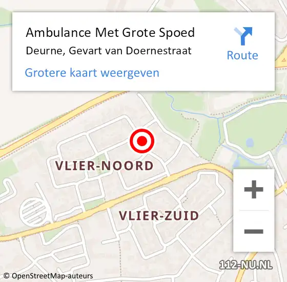 Locatie op kaart van de 112 melding: Ambulance Met Grote Spoed Naar Deurne, Gevart van Doernestraat op 1 januari 2018 00:04