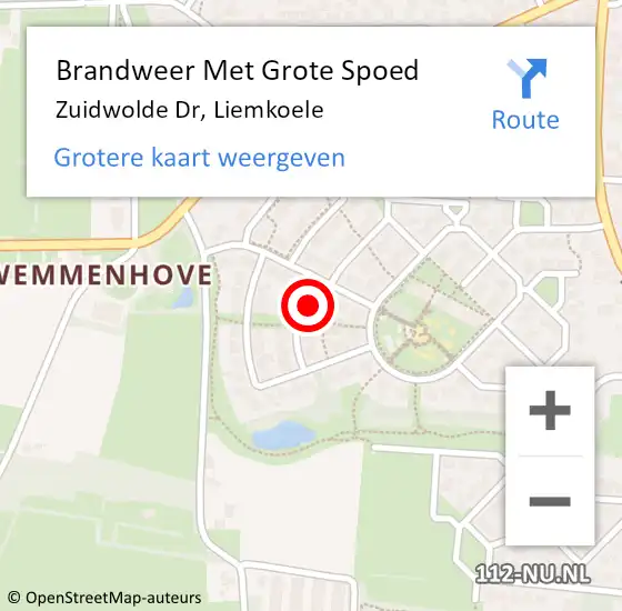 Locatie op kaart van de 112 melding: Brandweer Met Grote Spoed Naar Zuidwolde Dr, Liemkoele op 1 januari 2018 00:11