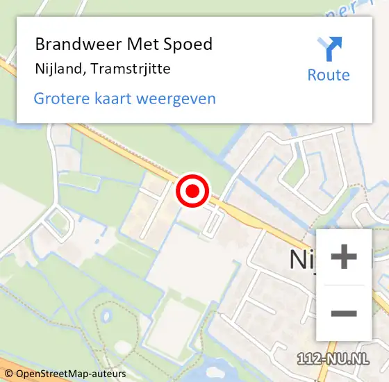 Locatie op kaart van de 112 melding: Brandweer Met Spoed Naar Nijland, Tramstrjitte op 1 januari 2018 00:11