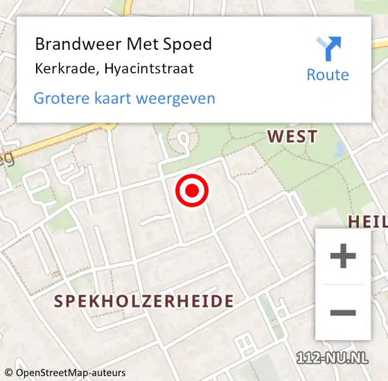 Locatie op kaart van de 112 melding: Brandweer Met Spoed Naar Kerkrade, Hyacintstraat op 1 januari 2018 00:12