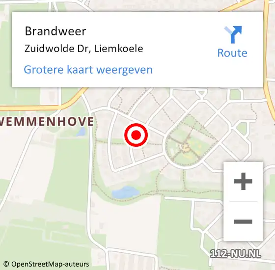 Locatie op kaart van de 112 melding: Brandweer Zuidwolde Dr, Liemkoele op 1 januari 2018 00:13