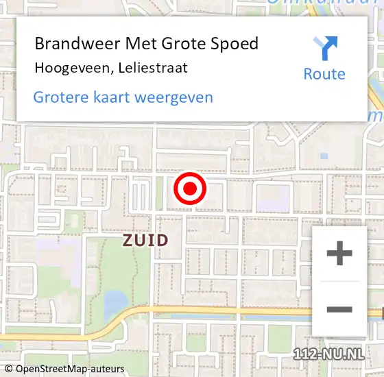 Locatie op kaart van de 112 melding: Brandweer Met Grote Spoed Naar Hoogeveen, Leliestraat op 1 januari 2018 00:17