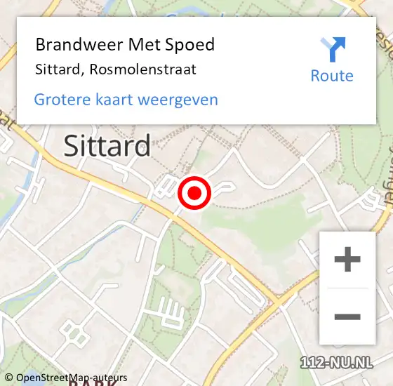 Locatie op kaart van de 112 melding: Brandweer Met Spoed Naar Sittard, Rosmolenstraat op 1 januari 2018 00:17