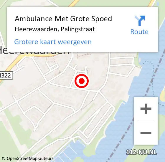 Locatie op kaart van de 112 melding: Ambulance Met Grote Spoed Naar Heerewaarden, Palingstraat op 1 januari 2018 00:20