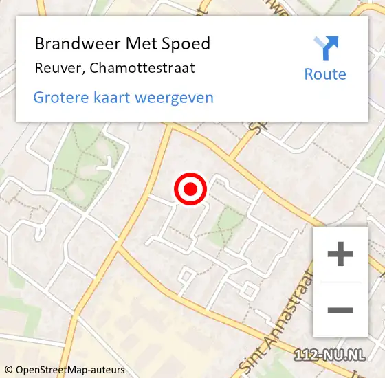 Locatie op kaart van de 112 melding: Brandweer Met Spoed Naar Reuver, Chamottestraat op 1 januari 2018 00:26