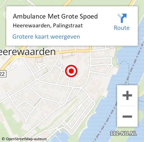 Locatie op kaart van de 112 melding: Ambulance Met Grote Spoed Naar Heerewaarden, Palingstraat op 1 januari 2018 00:33