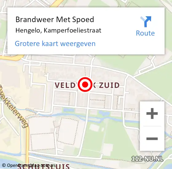 Locatie op kaart van de 112 melding: Brandweer Met Spoed Naar Hengelo, Kamperfoeliestraat op 1 januari 2018 00:40
