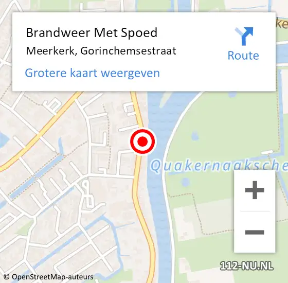 Locatie op kaart van de 112 melding: Brandweer Met Spoed Naar Meerkerk, Gorinchemsestraat op 1 januari 2018 00:41