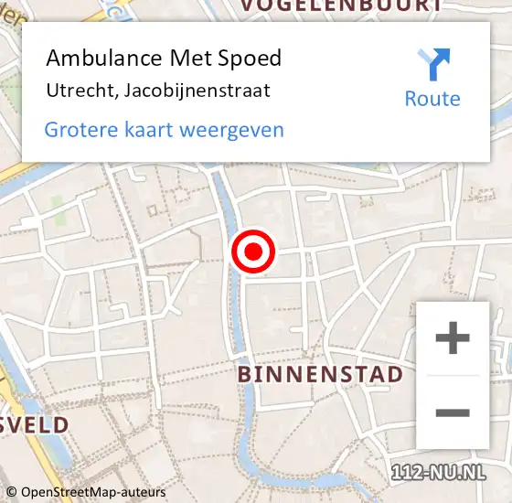 Locatie op kaart van de 112 melding: Ambulance Met Spoed Naar Utrecht, Jacobijnenstraat op 1 januari 2018 00:53