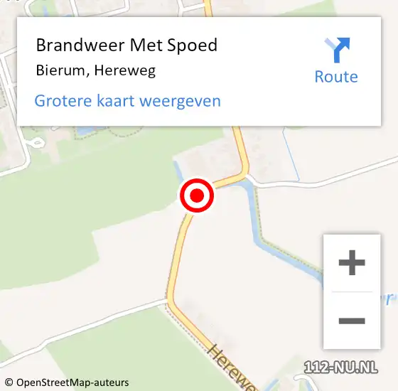 Locatie op kaart van de 112 melding: Brandweer Met Spoed Naar Bierum, Hereweg op 1 januari 2018 00:53