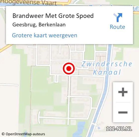 Locatie op kaart van de 112 melding: Brandweer Met Grote Spoed Naar Geesbrug, Berkenlaan op 1 januari 2018 00:53